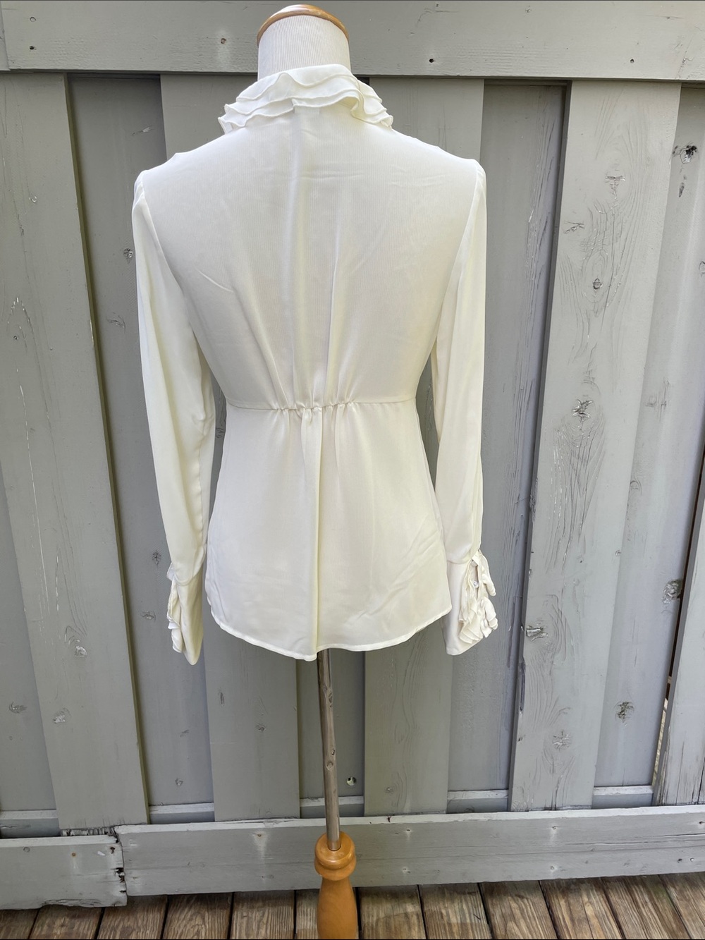 WD.NY Cream Ruffle-Front Sheer Blouse - Picture 2 of 7